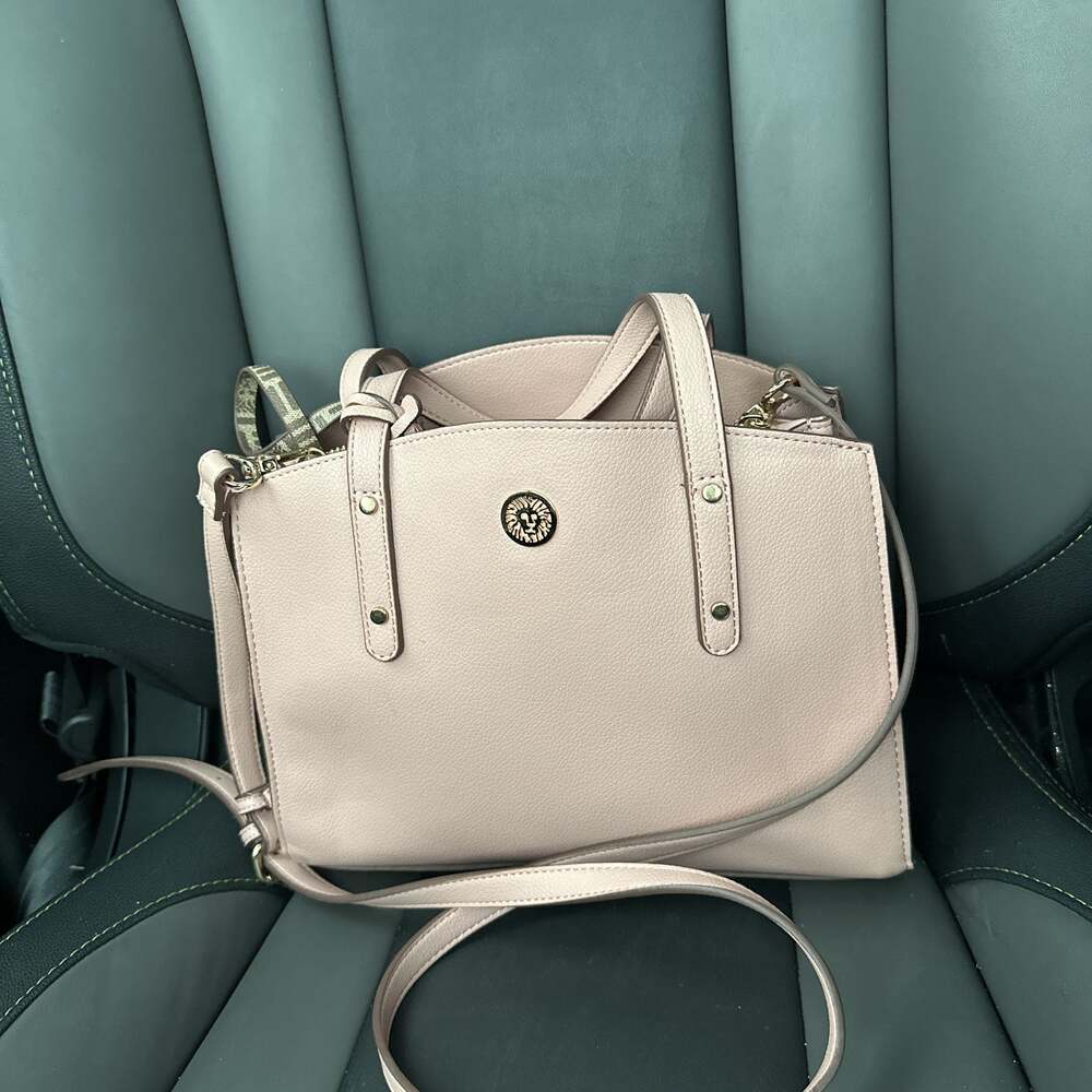 Anne Klein Light pink Pebble Faux Leather Triple Compartment Purse Handbag